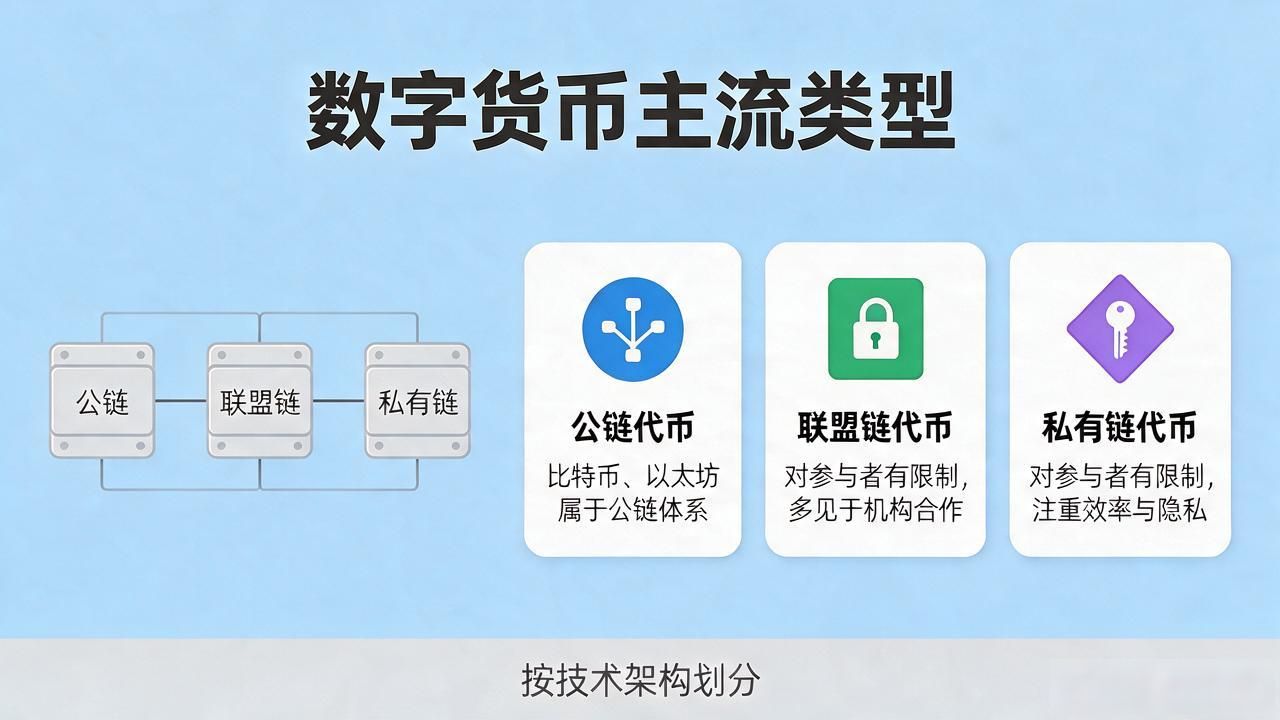 数字货币的对象类型_数字货币常见分类方式 央行数字货币与私人数字货币区别 公链联盟链私有链代币差异