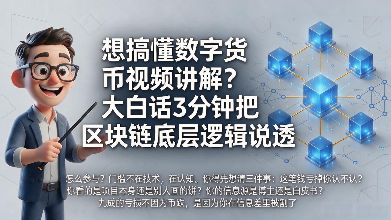 想搞懂数字货币视频讲解？大白话3分钟把区块链底层逻辑说透