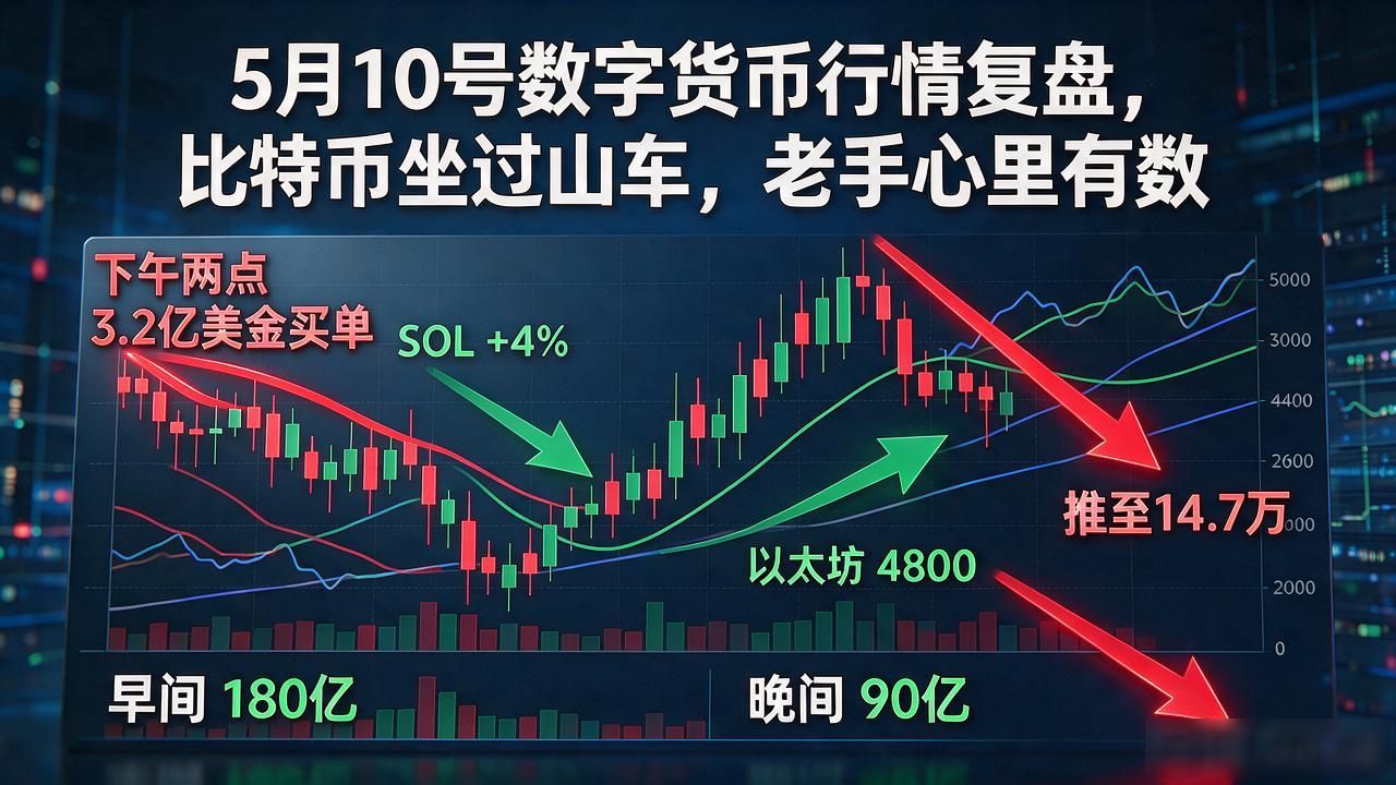 5月10号数字货币行情复盘，比特币坐过山车，老手心里有数