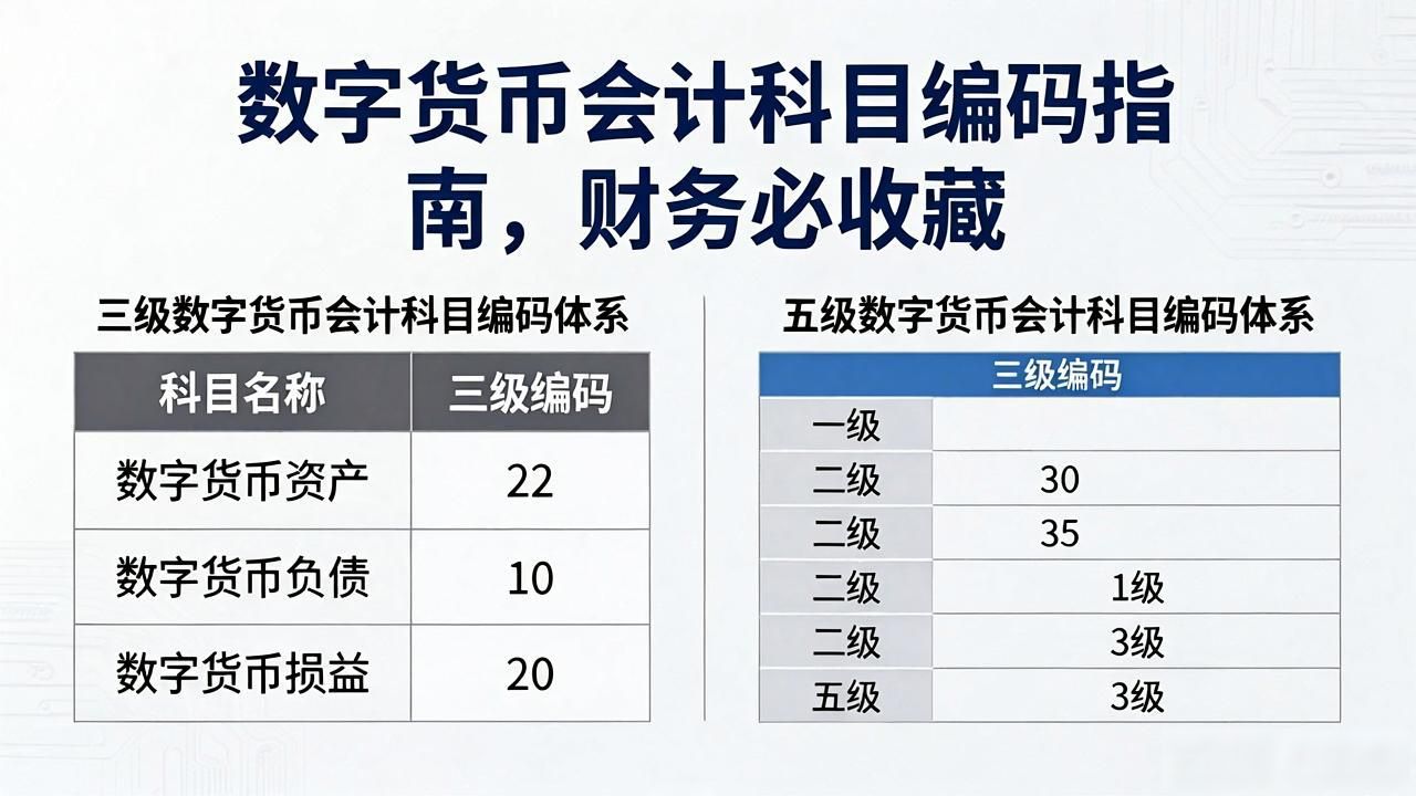 数字货币会计科目编码指南，财务必收藏