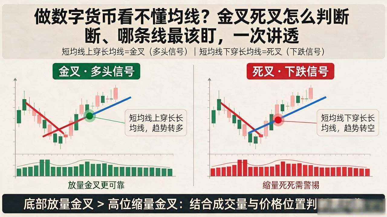 做数字货币看不懂均线？金叉死叉怎么判断、哪条线最该盯，一次讲透